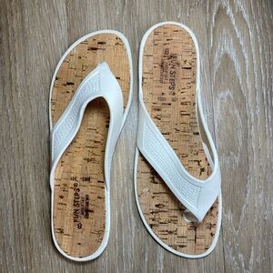 Vintage Italian Made Genuine Cork Sock Sandals in White